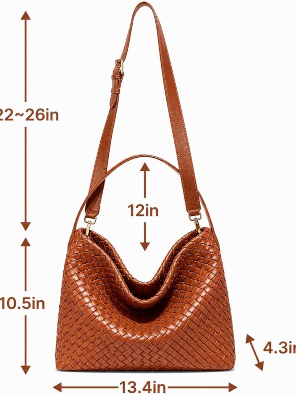 Women's Braided Suede Tote Bag Stylish Suede Hobo Shoulder Bag with Woven Detail - Picture 6 of 6